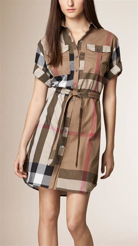 burberry check cotton box fit shirt dress